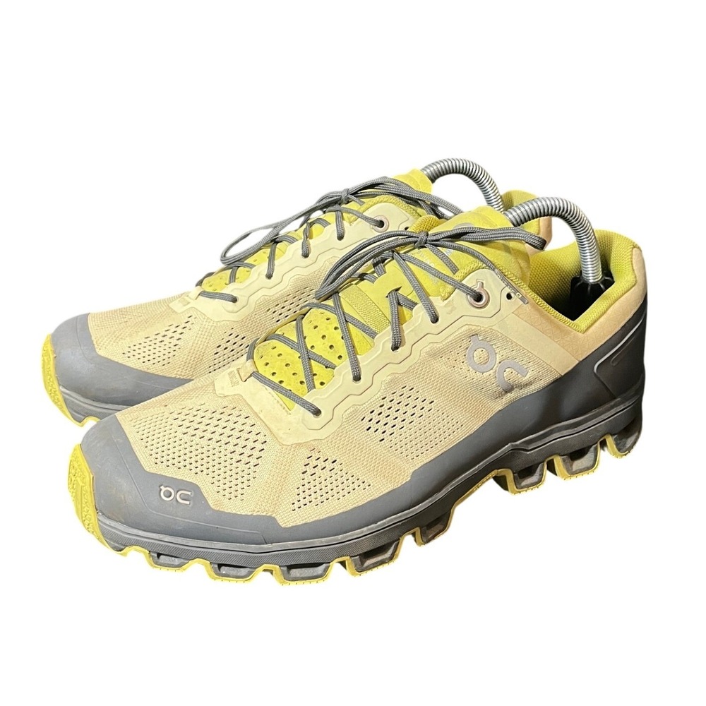 On Cloudventure Mens 9 Yellow Grey Trail Running Shoes Low Top Sneakers